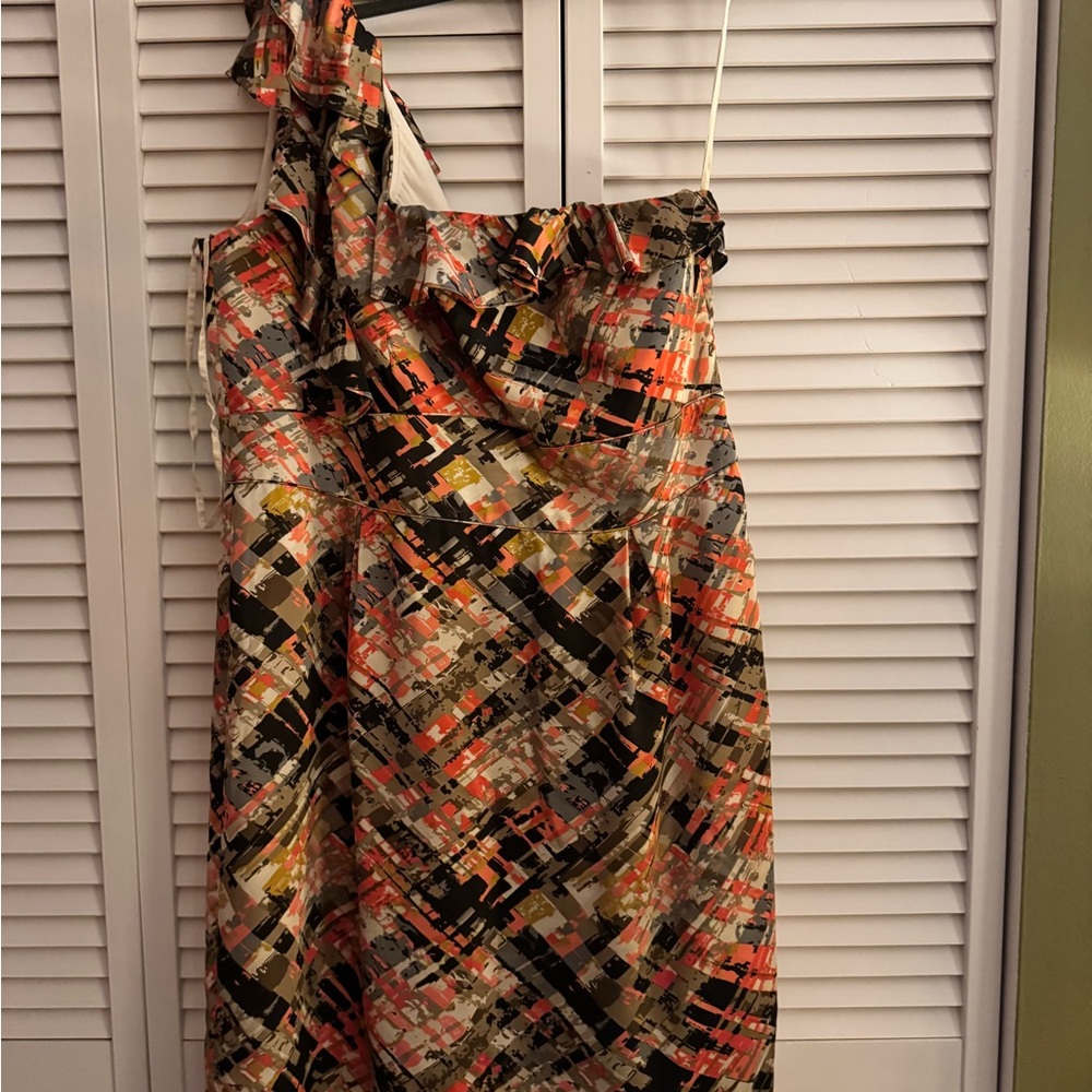 Tahari One Shoulder Dress - Multicolor Abstract